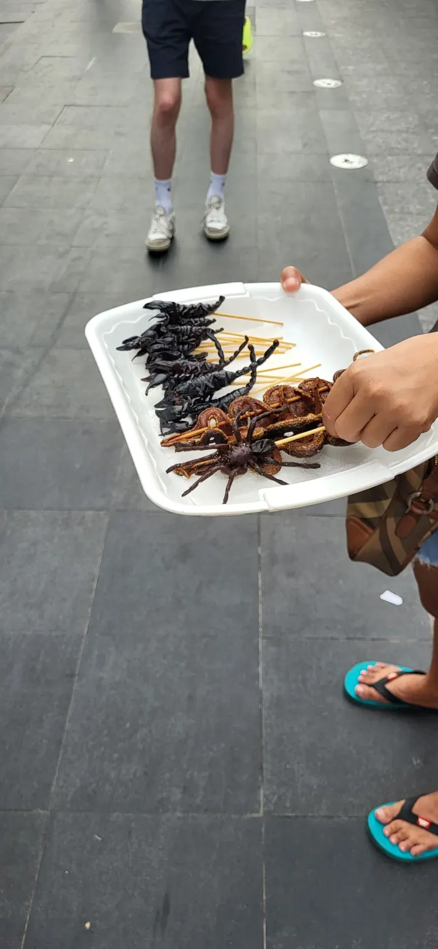 A market tray with unusual insect snacks