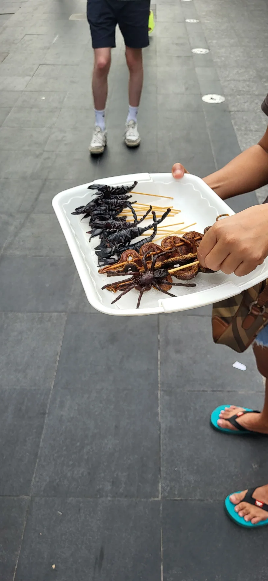A market tray with unusual insect snacks